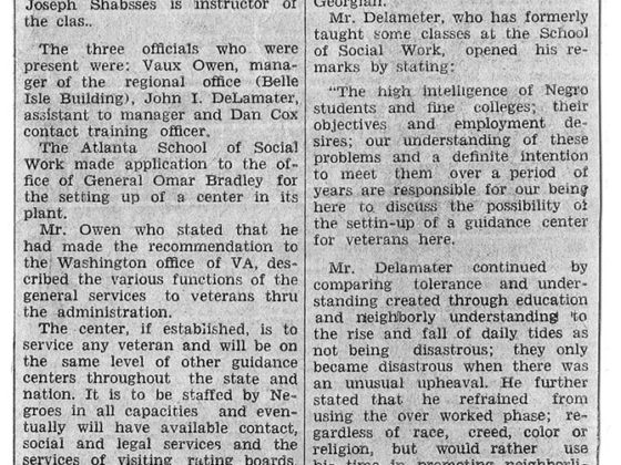 Guidance Center Expected At School Of Social Work, Atlanta Daily World1946 April 24Rufus E. Clement Records