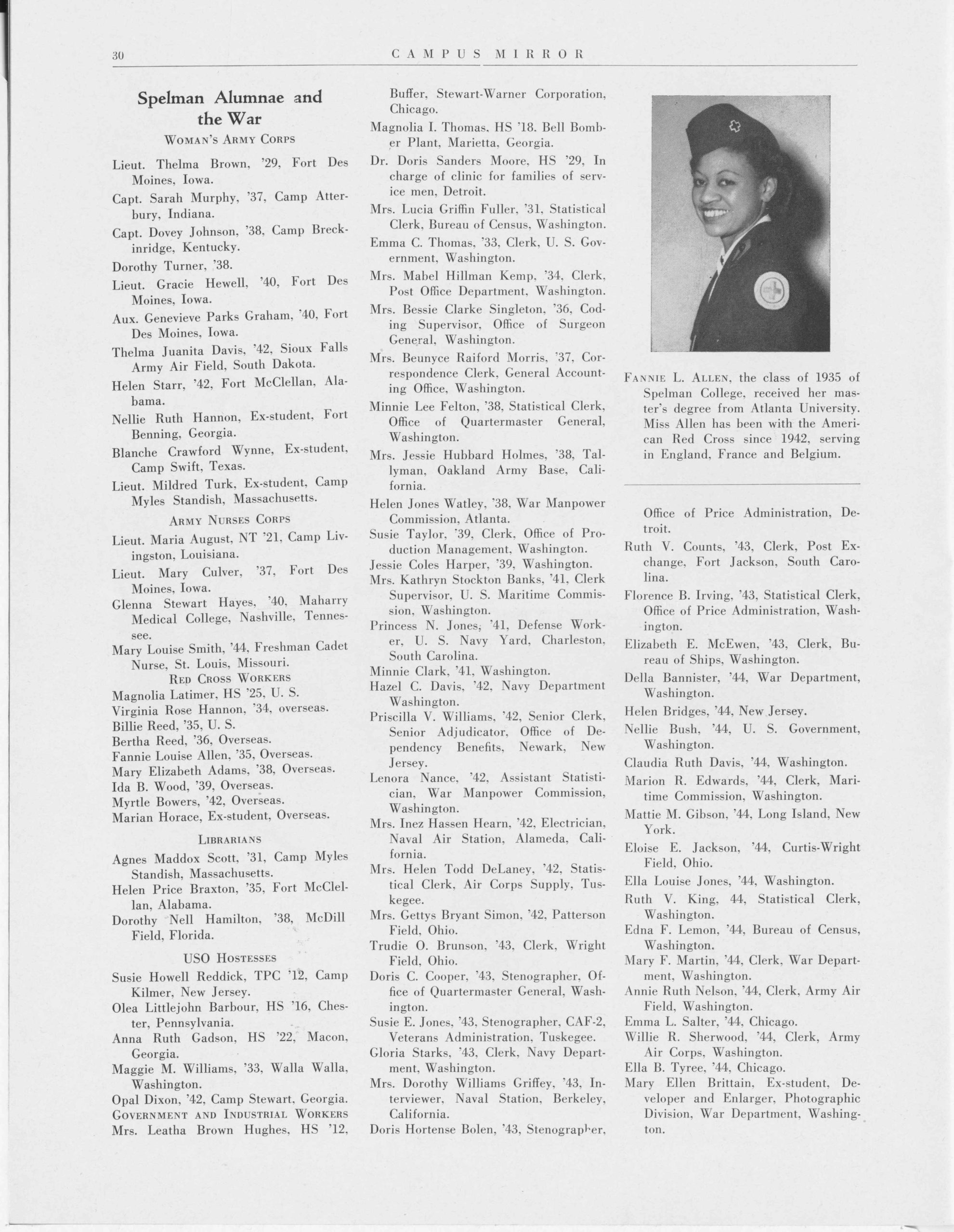 Spelman Alumnae and the War