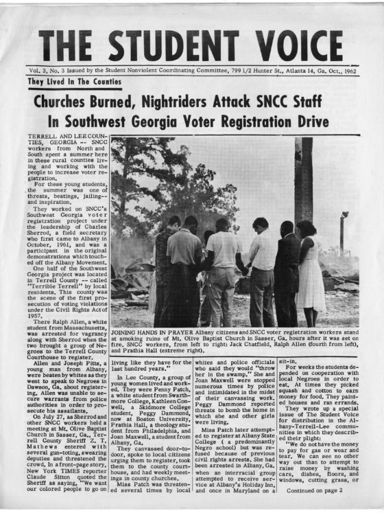 The Student Voice, Student Nonviolent Coordinating Committee (U.S.)1962 OctoberSNCC Vertical File