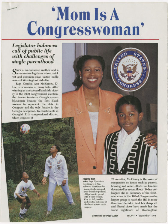 Mom Is A Congresswoman, Ebony1994 SeptemberCynthia McKinney Biographical File