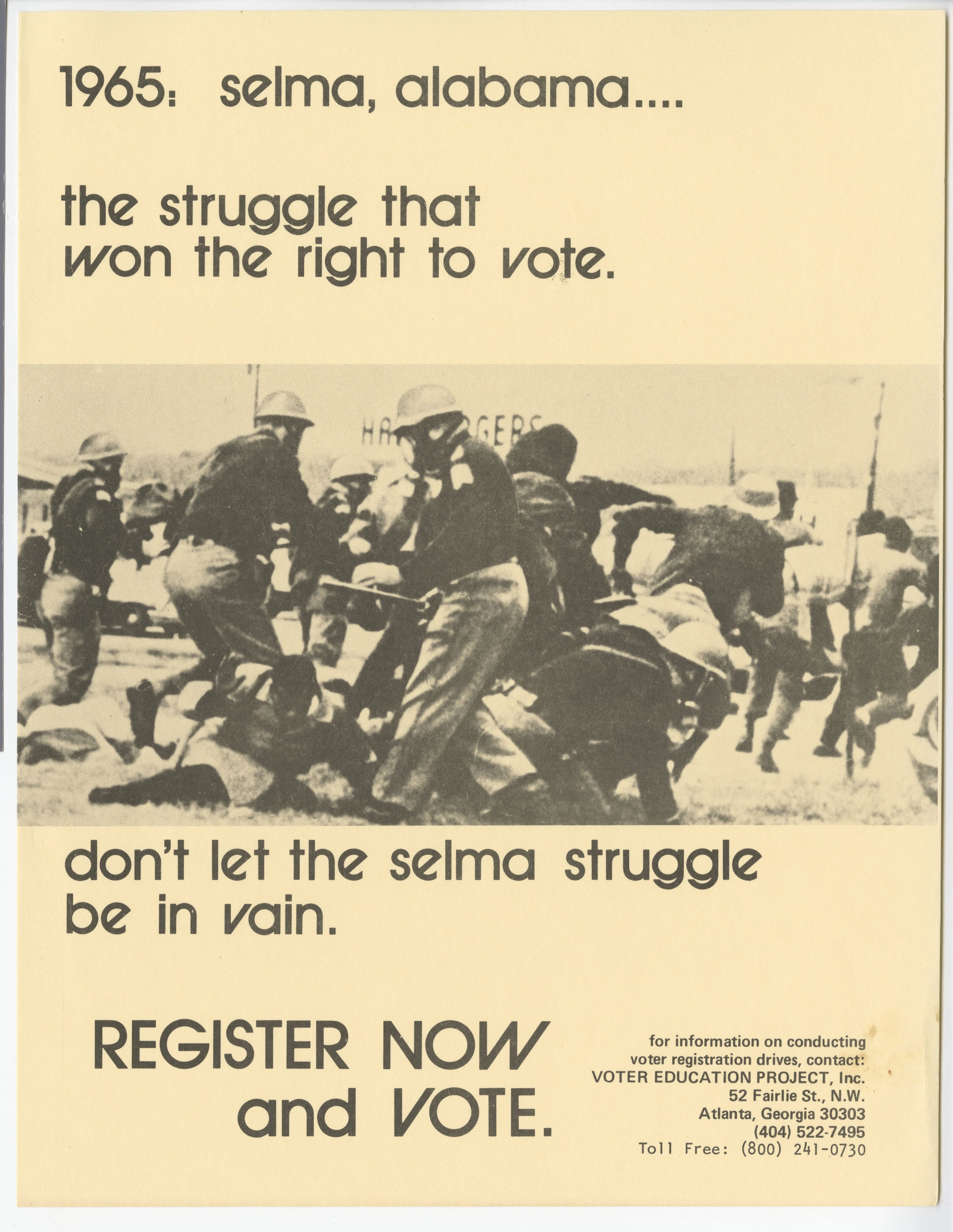 Selma Poster, Voter Education Project (Southern Regional Council)circa 1960 Voter Education Project organizational records