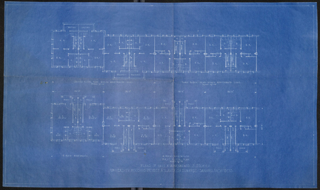 University Housing Project, Atlanta, GA (Plans of Unit X Aparments, 3 Stories) Hope, John undated John Hope Records