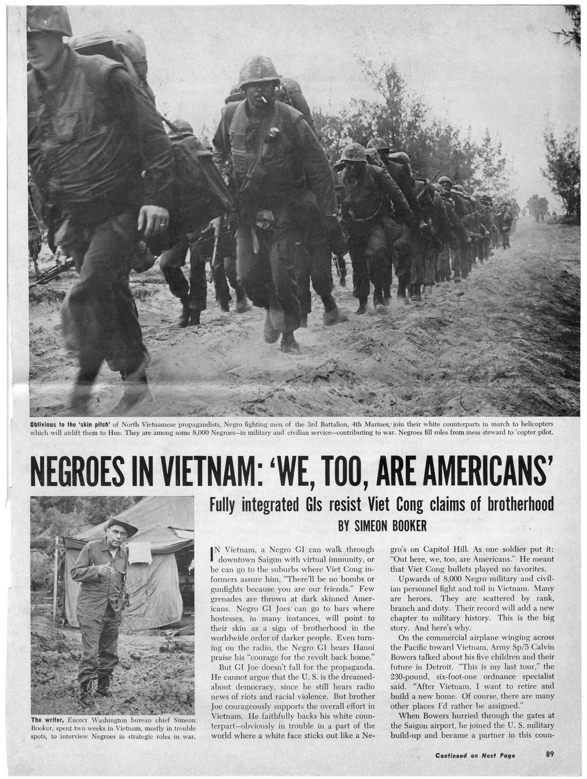 "Negros in Vietnam: We, Too, Are Americans", George Alexander Sewell; Simeon Booker, 1965 November, George A. Sewell papers