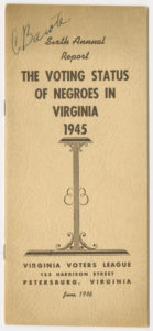 The Voting Status of Negroes in Virginia,Virginia Voters League,1945,Clarence Bacote collection