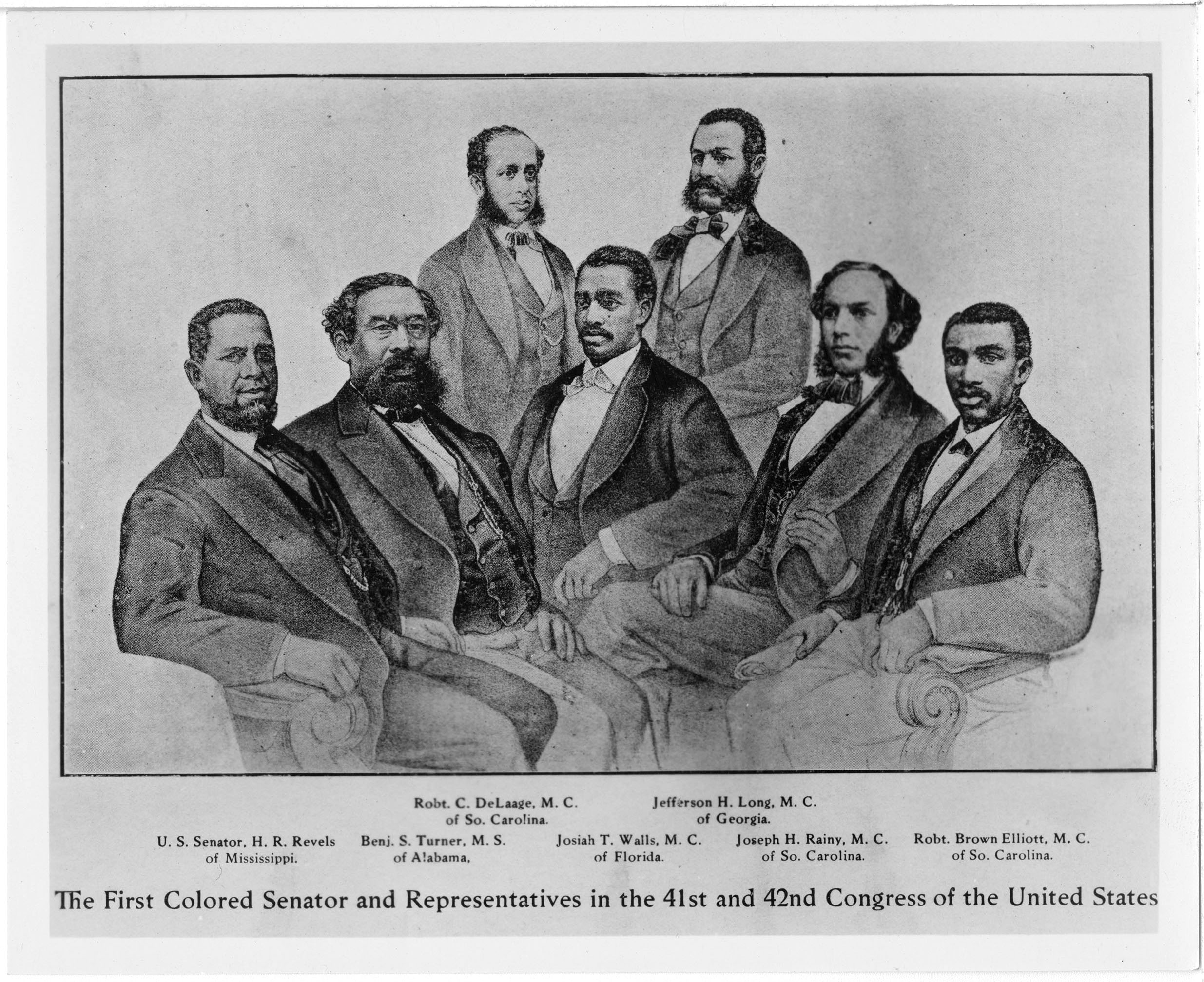 The First Colored Senator and Representatives in the 41st and 42nd Congress of the United States,,undated,Rucker, Aiken, Mollison, Harper Family papers