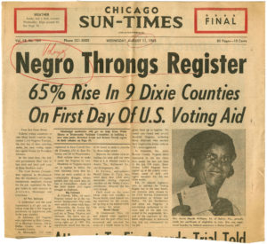 Negro Throngs Register, Chicago Sun-Times1965 August 11Johnson Publishing Company Clippings File Collection