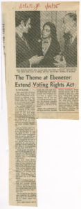 The Theme at Ebenezer: Extend Voting Rights Act, The Atlanta Journal1975 January 14Johnson Publishing Company Clippings File Collection