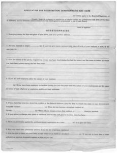 Application for Registration, Questionnaire and Oath,,circa 1957,Johnson Publishing Company Clippings File Collection