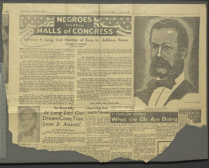 Jefferson F. Long, First Member of Race to Address House,The Pittsburgh Courier,1949 March 5,Johnson Publishing Company Clippings File Collection