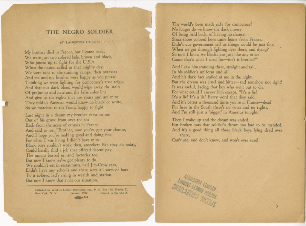 "A Negro Looks at War", Williams, John Henry, 1940 January, World War II vertical file